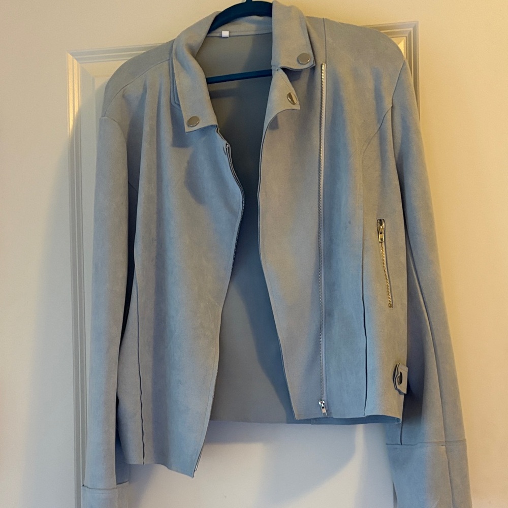 Women's Light Blue Suede Jacket